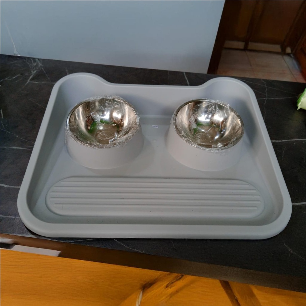 Bandeja Comederos Doble Gris